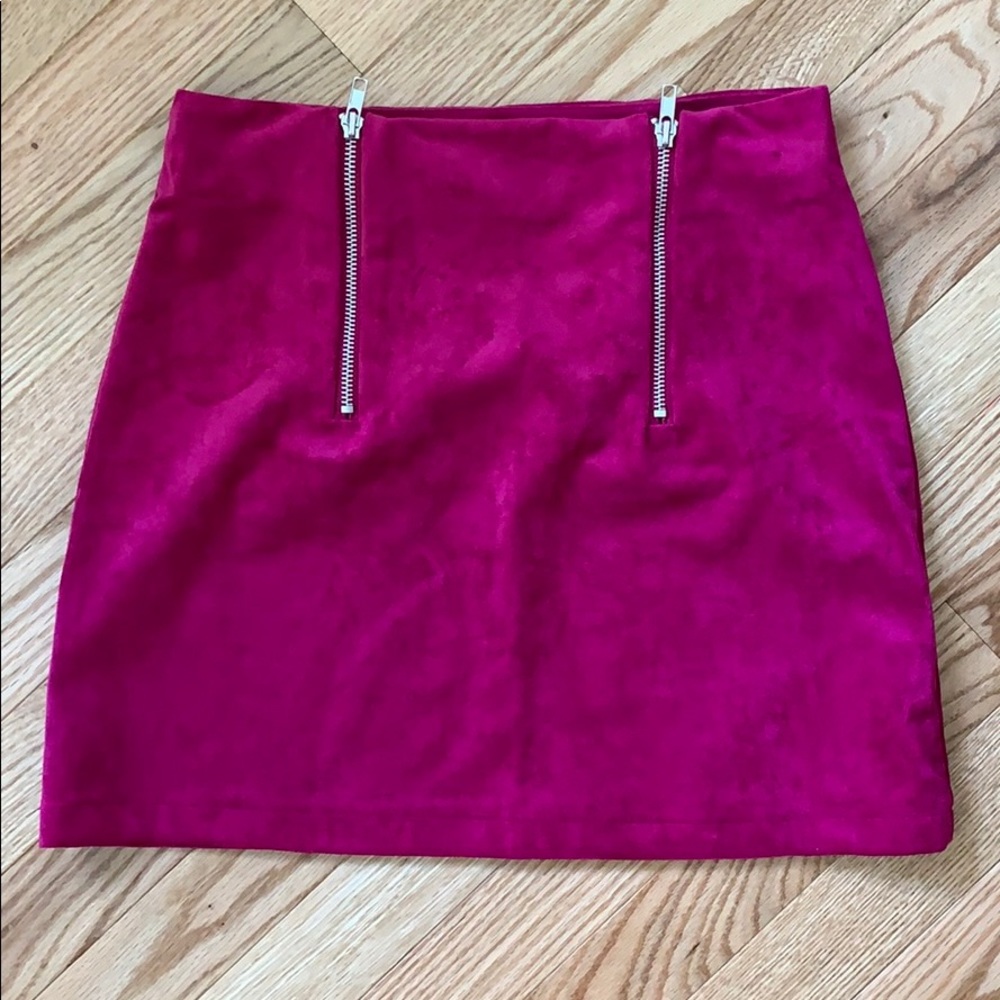 Magenta Faux Sued Skirt